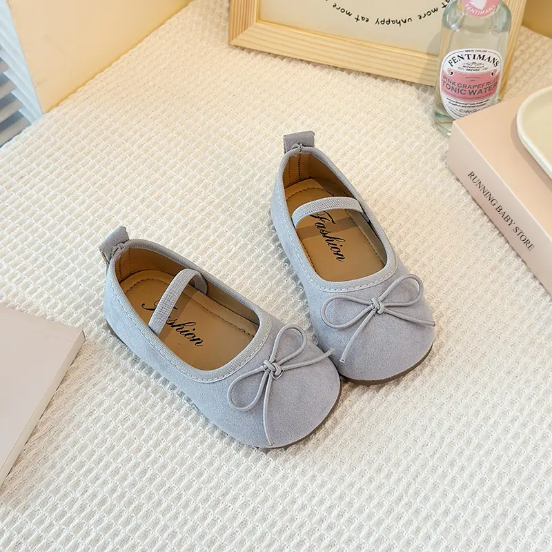 Girls Shoes Low Top Princess Suede Shoe Spring New Shallow Elastic Band Casual Brand Designer Students Ballet Shoes Child I03132