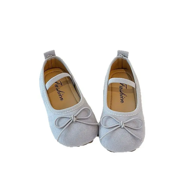Girls Shoes Low Top Princess Suede Shoe Spring New Shallow Elastic Band Casual Brand Designer Students Ballet Shoes Child I03132