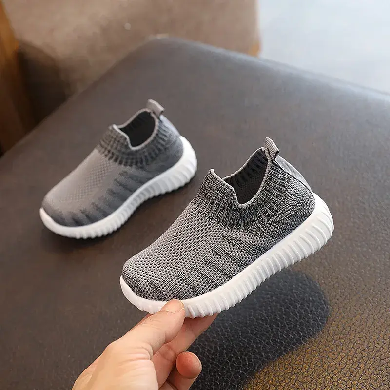 2025 Little Kids Shoes Boys Girls Knitted Fabric Sock Shoes Casual Breathable Baby Sneakers Fashion Stripe Children Shoes I07092