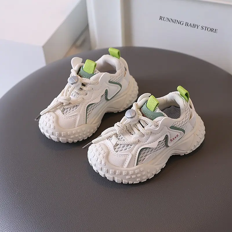 Chunky Sneaker for Children Mesh Platform Shoes Pure Color Elastic Band Girl Trendy Trainers Thick Sole Boys School Shoes I07243