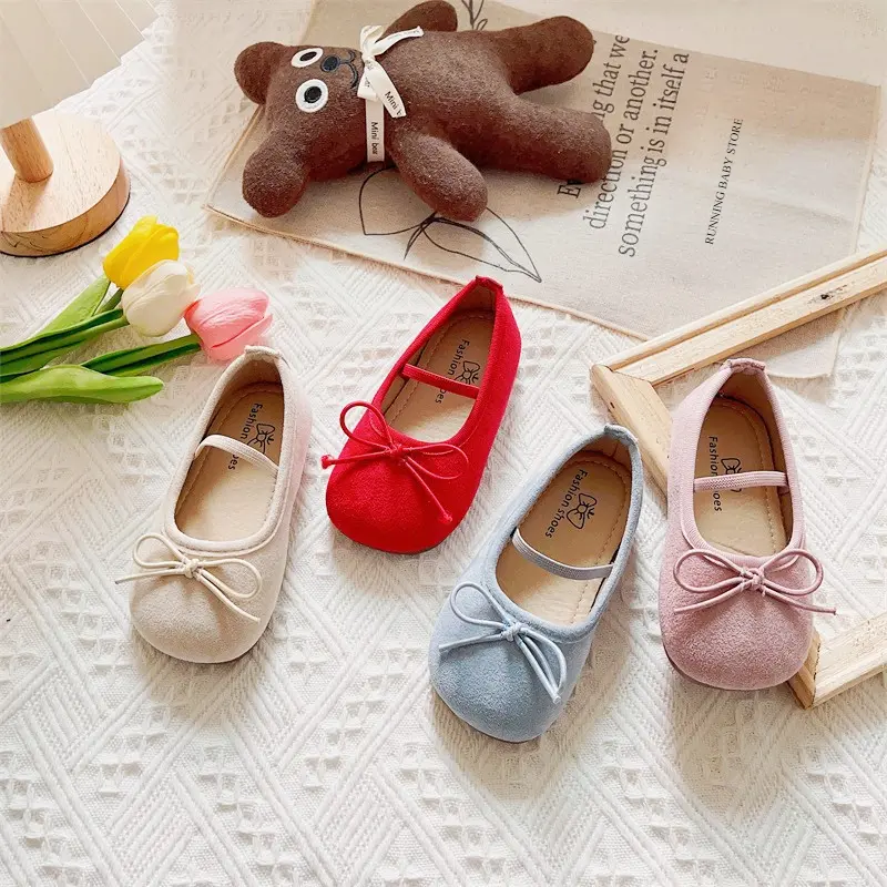 Bright Hues Girls Ballet Flats Casual Round Toe Cute Suede Mocasines Ballerina Church Princess Shoes Elegant Party Shoes I03122