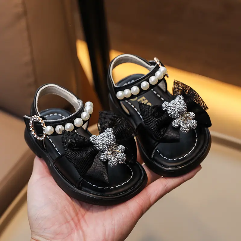 Leisure and Comfortable Baby Girl Sandals Kawaii Cartoon Bear Decos Summer Open Toe Sandals 1-4Y Girl Beach Shoes Toddler H05054