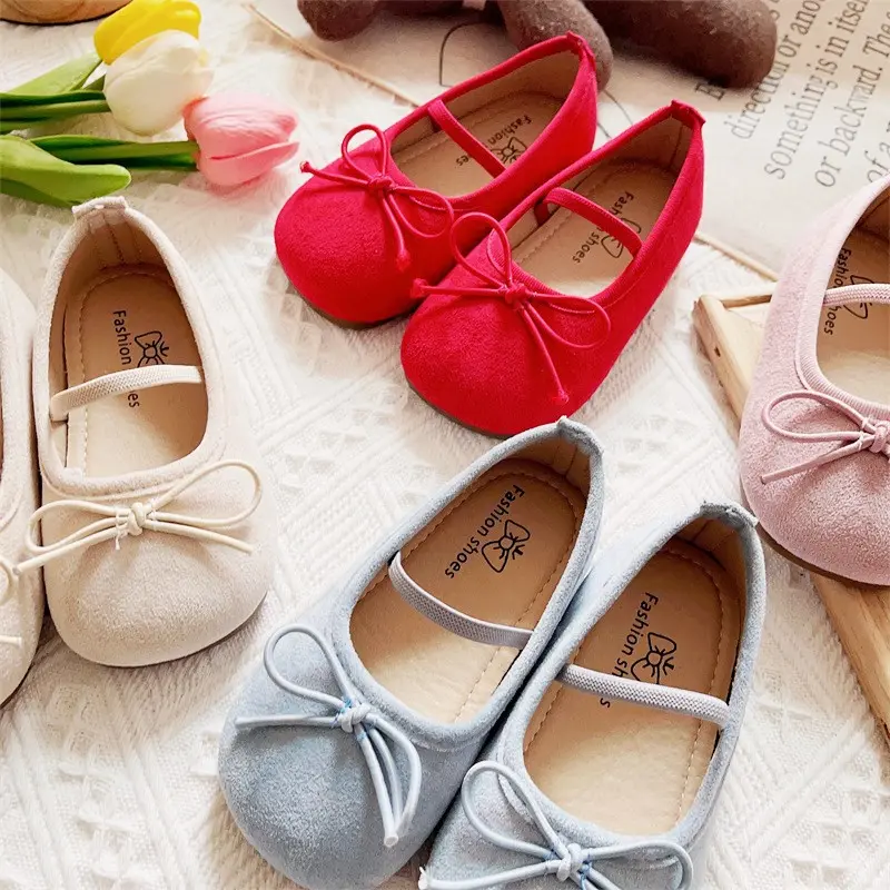 Bright Hues Girls Ballet Flats Casual Round Toe Cute Suede Mocasines Ballerina Church Princess Shoes Elegant Party Shoes I03122