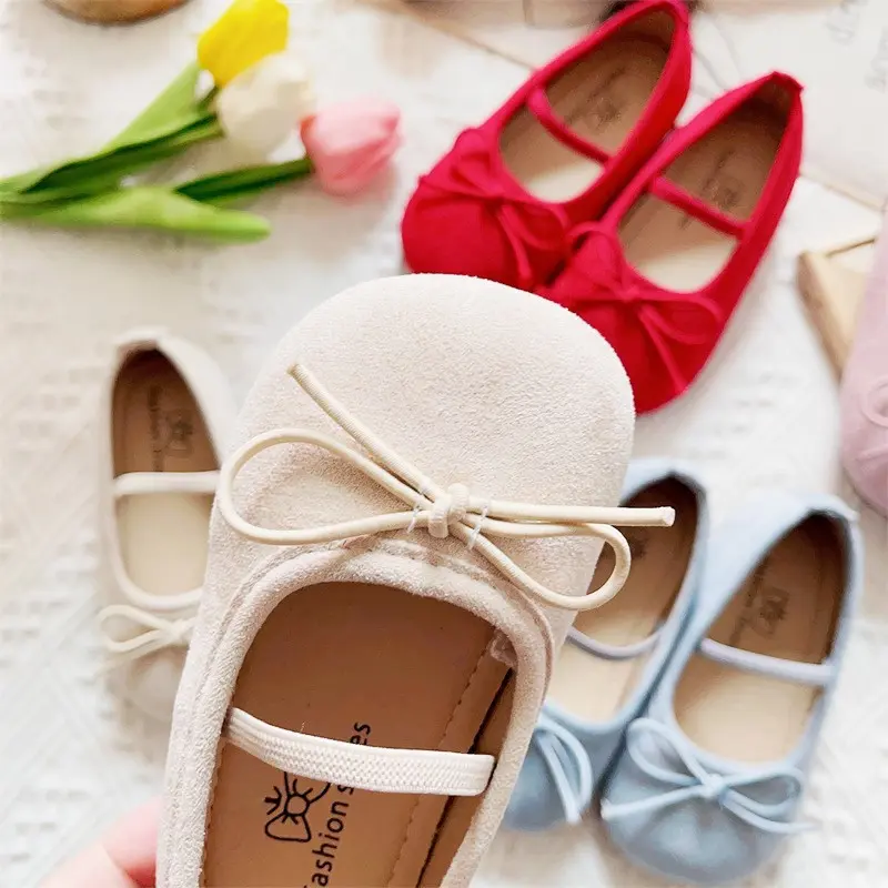 Bright Hues Girls Ballet Flats Casual Round Toe Cute Suede Mocasines Ballerina Church Princess Shoes Elegant Party Shoes I03122