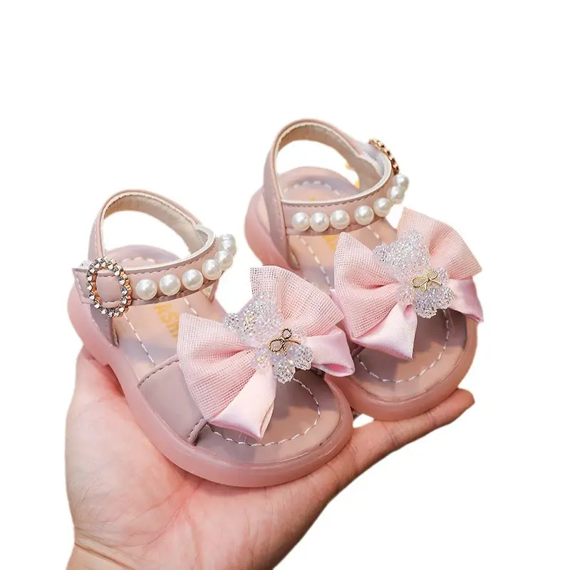 Leisure and Comfortable Baby Girl Sandals Kawaii Cartoon Bear Decos Summer Open Toe Sandals 1-4Y Girl Beach Shoes Toddler H05054