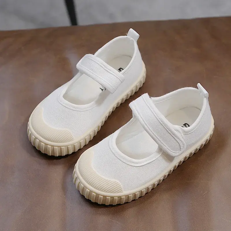 2024 New Spring Non-leather Casual Shoes for Girls Flat Heel Children Canvas Shoes Toddler Girl Sneaker School Footwear H02231