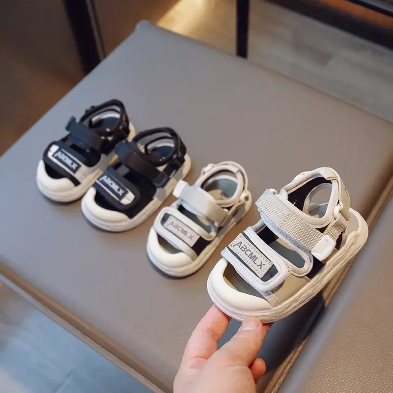 Children's Sandals Summer Baby Toddler Sandals Soft Bottom Non-Slip Boys Girls Sport Kids Sandals Toe-covered Beach Shoes G06104