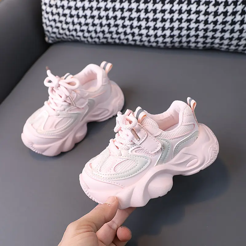 Baby Chunky Shoes Girl Sport Shoes Toddler Boy Fashion Solid Color Sneakers 1-6 Year Kids Casual Breathable Running Shoes H03212