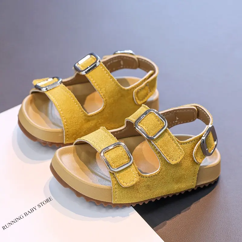 Summer New Children's Shoes Fashion Suede Leisure Sandals Metal Buckle Stunning Shoes Outdoor Unisex Non Slip Beach Shoes I05242