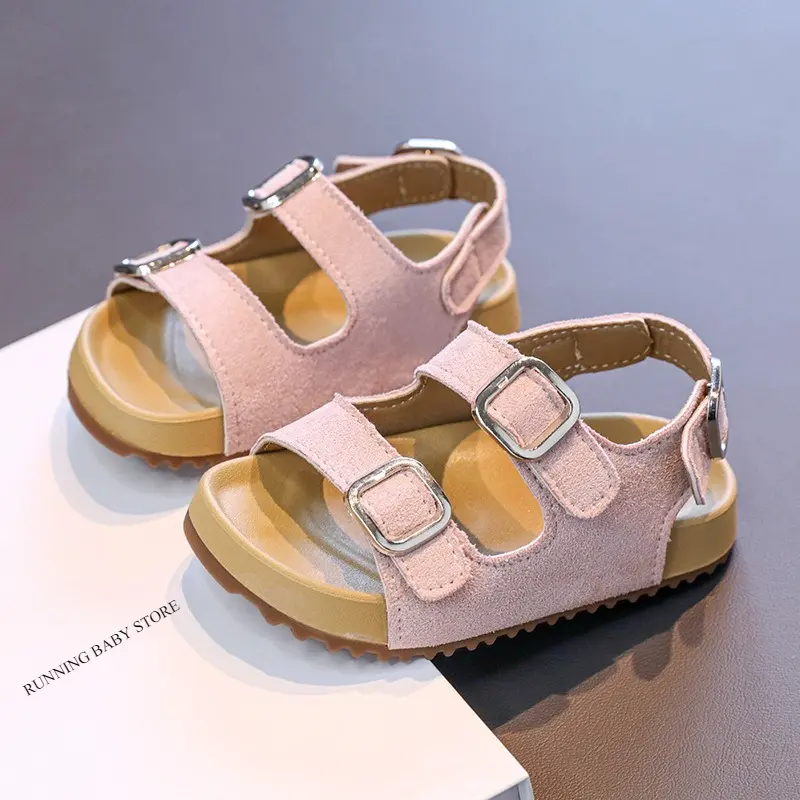 Summer New Children's Shoes Fashion Suede Leisure Sandals Metal Buckle Stunning Shoes Outdoor Unisex Non Slip Beach Shoes I05242