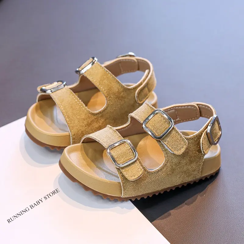 Summer New Children's Shoes Fashion Suede Leisure Sandals Metal Buckle Stunning Shoes Outdoor Unisex Non Slip Beach Shoes I05242
