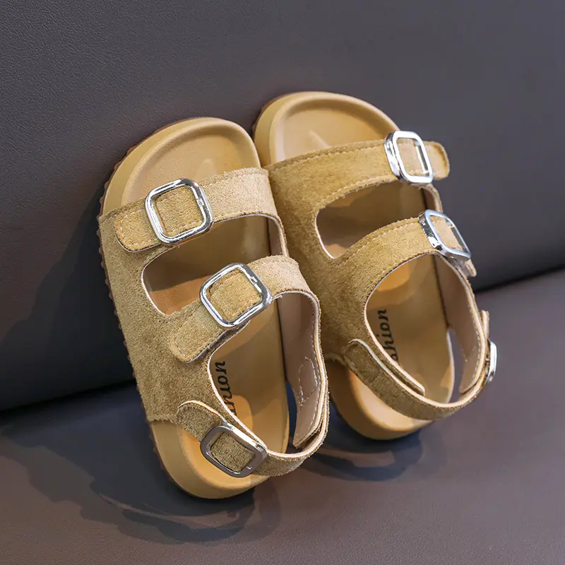 Summer New Children's Shoes Fashion Suede Leisure Sandals Metal Buckle Stunning Shoes Outdoor Unisex Non Slip Beach Shoes I05242