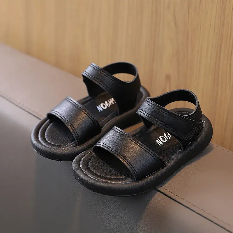 Comfortable Kids Sandals for Boys Girls Children Beige Beach Shoes Toddler Stylish Black Fully Flat Baby Sandal 2-7 Years G12272