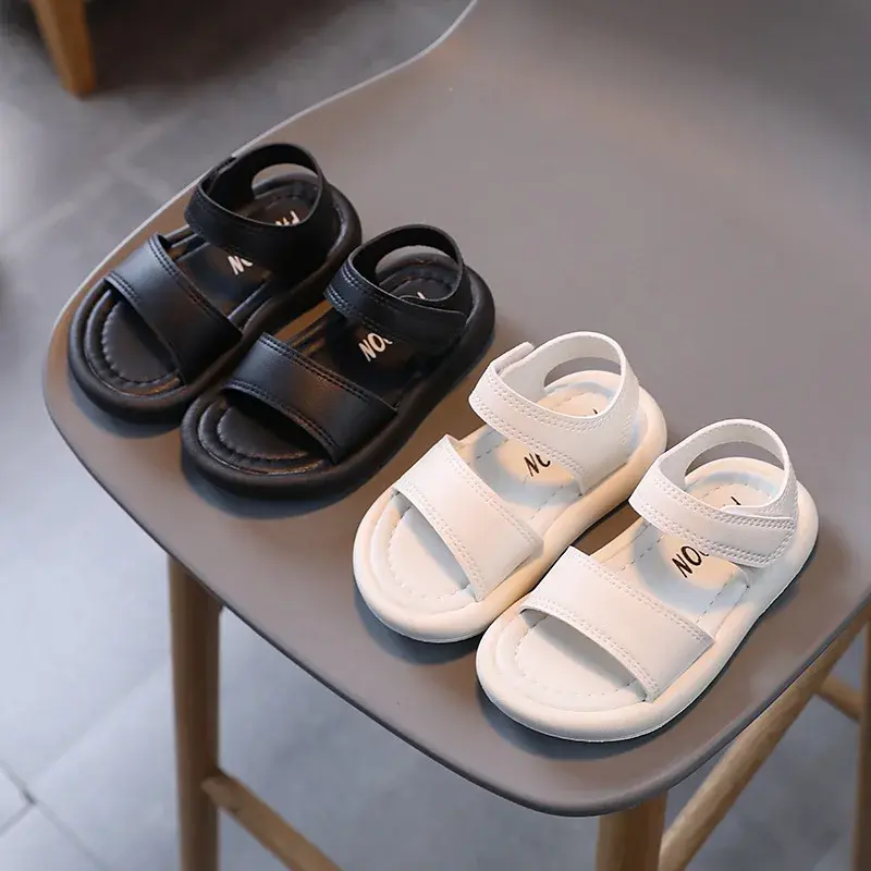 Comfortable Kids Sandals for Boys Girls Children Beige Beach Shoes Toddler Stylish Black Fully Flat Baby Sandal 2-7 Years G12272