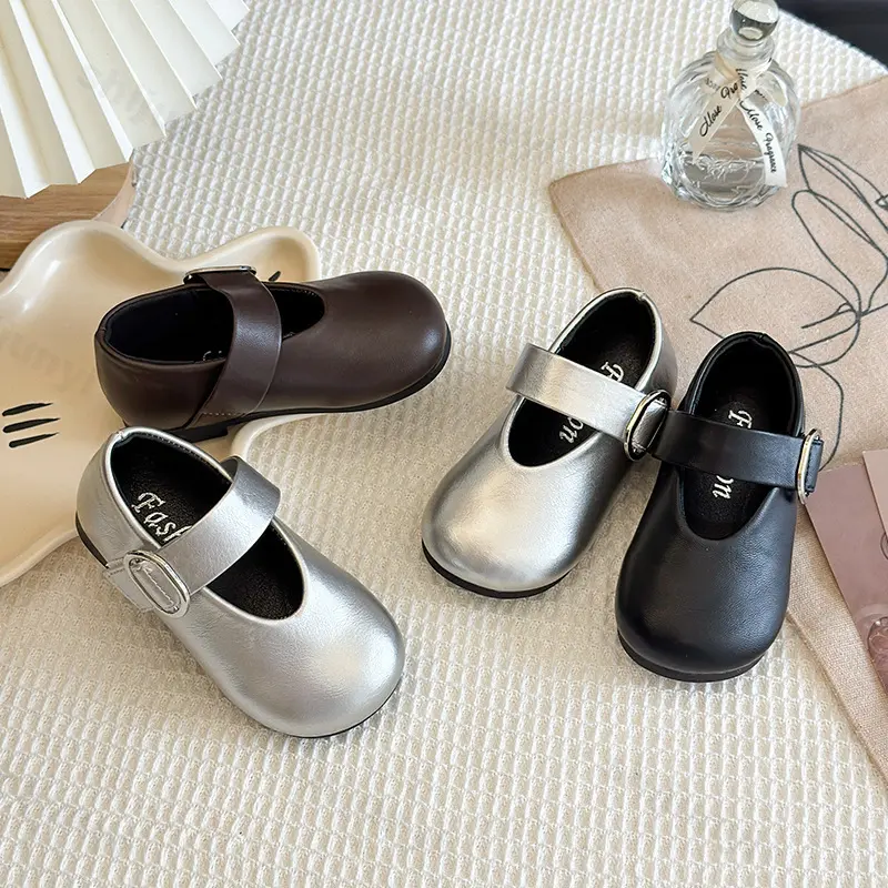 Girls Princess Shoes Children Fashion Leather Shoes 2025 Spring Autumn Solid Color Kids Causal Flat Shoes Soft Bottom School