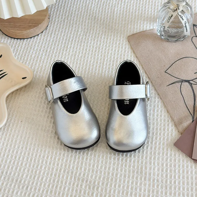 Girls Princess Shoes Children Fashion Leather Shoes 2025 Spring Autumn Solid Color Kids Causal Flat Shoes Soft Bottom School