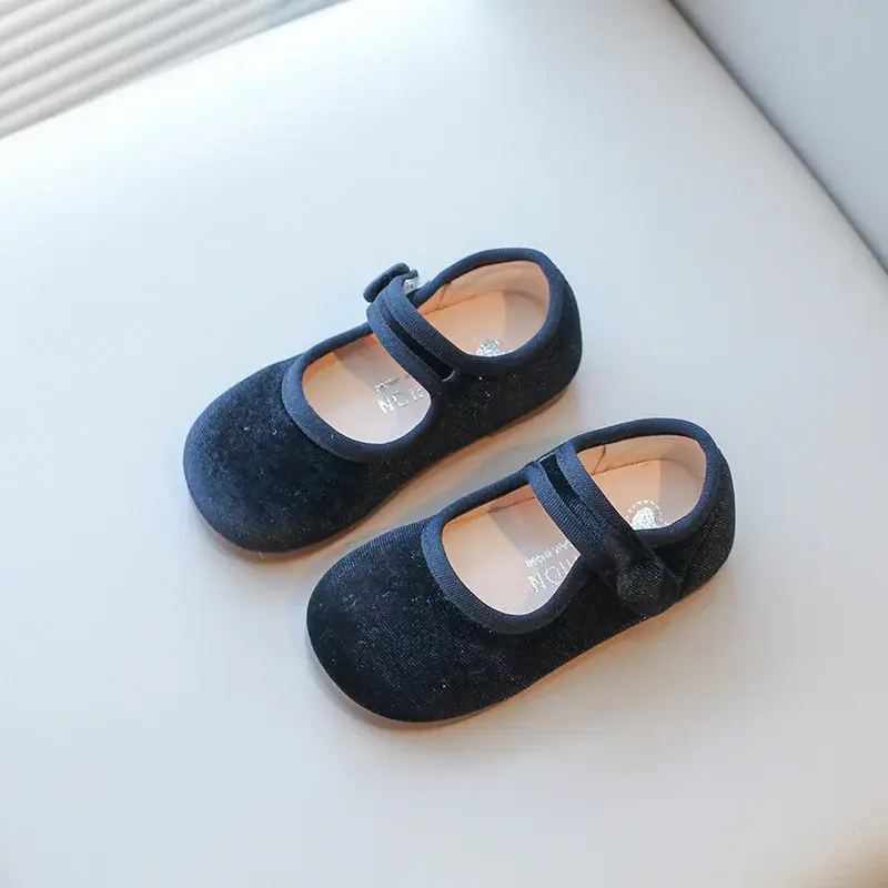 Korean Children's Shoes Little Girls Spring Velvet Baby Princess Children Little Girls Single Shoes