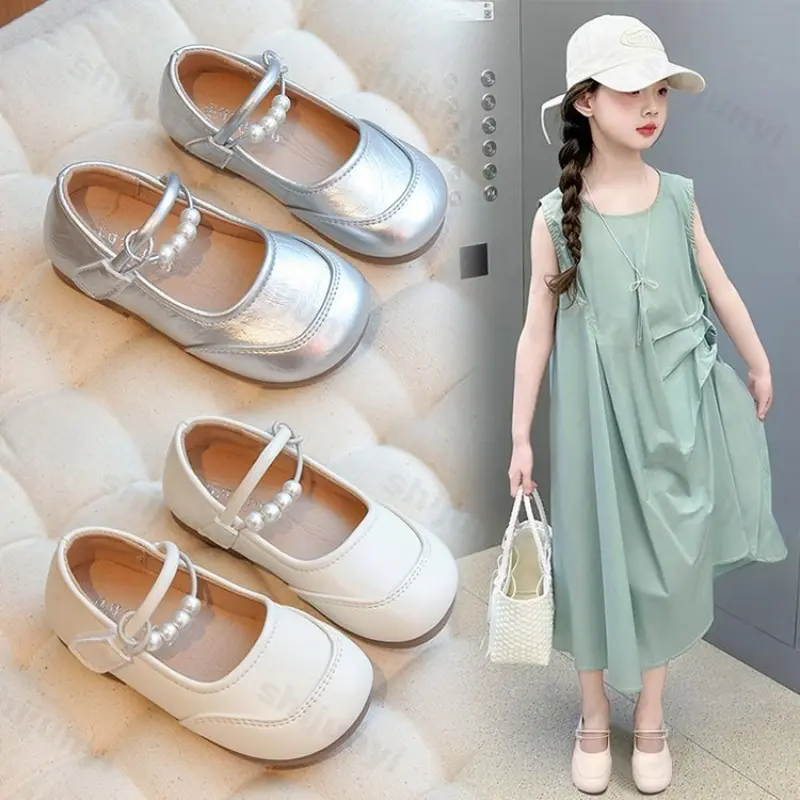 Children Princess Shoe 2025 Summer Fashion Spring New Kids Leather Shoes Soft Soled Anti Slip Girls Casual Simple Mary Jane Shoe