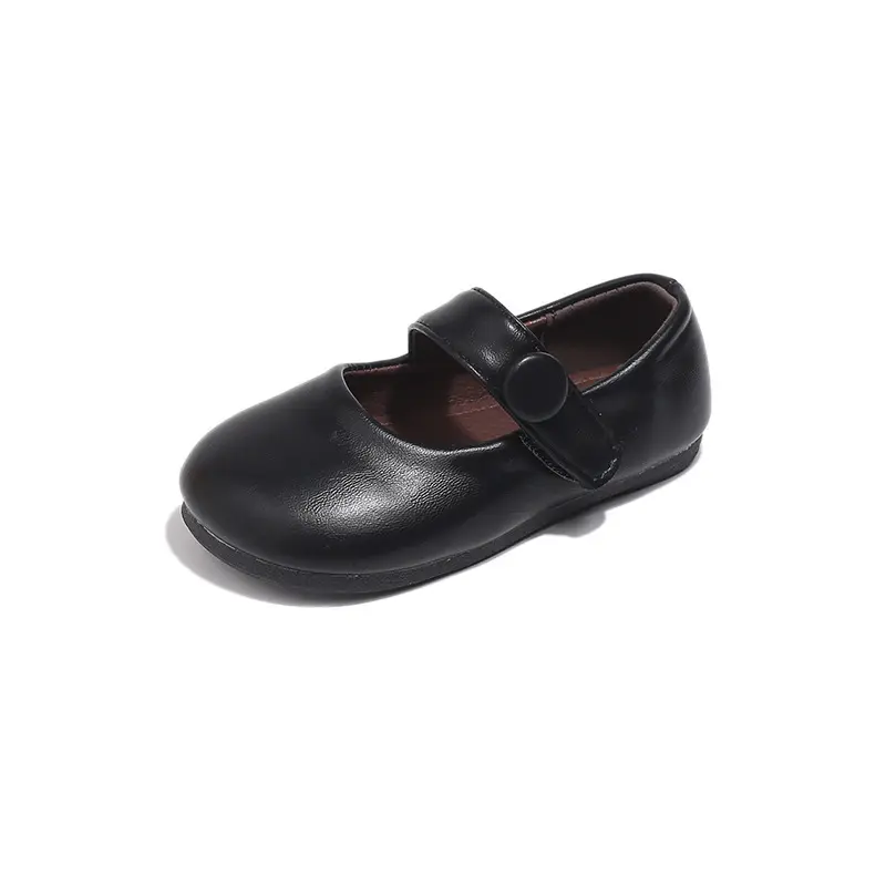 Girls Flats Soft Sole Comfort 2025 New Kids Pu Leather Shoes Non-slip Hook&loop Children Princess Shoes Solid Color Versatile