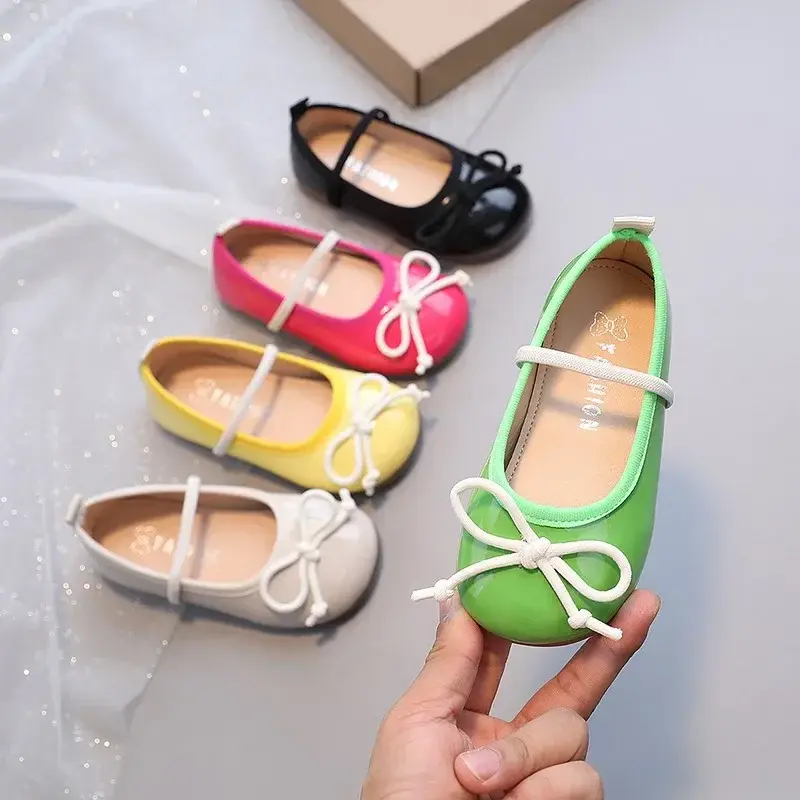 Baby Girl's Princess Shoes Leisure Candy Color Bowtie Kids Ballet Flats Toddler Light Elatsic Band Autumn Children Flat Shoe유아신발