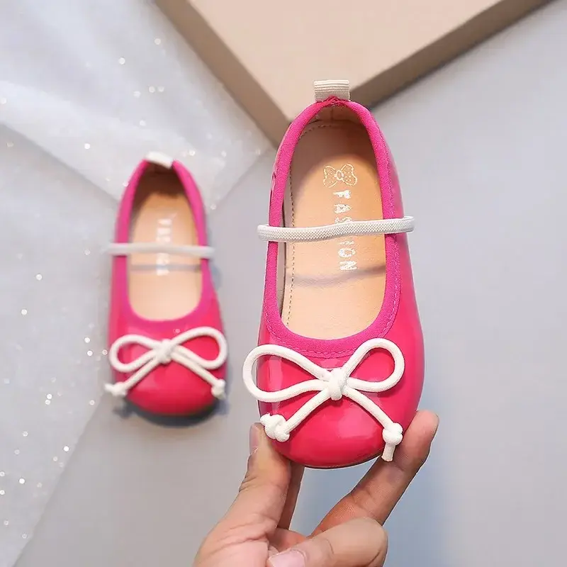 Baby Girl's Princess Shoes Leisure Candy Color Bowtie Kids Ballet Flats Toddler Light Elatsic Band Autumn Children Flat Shoe유아신발