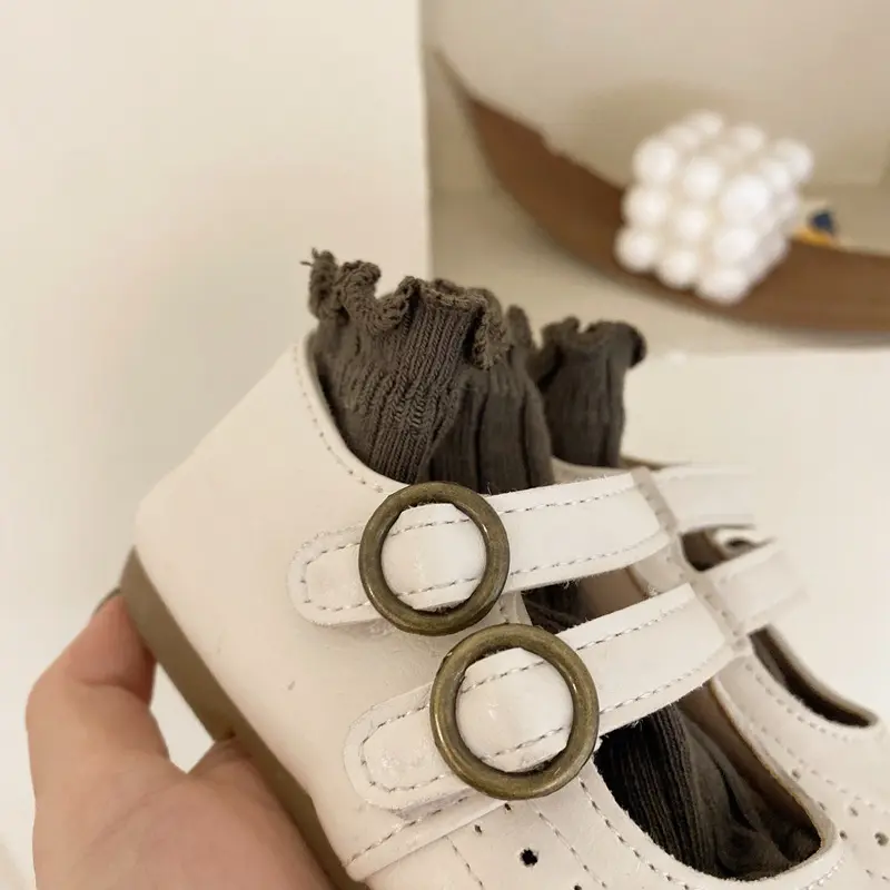 Girls Leather Shoes 2023 Spring Autumn New Versatile Children Retro Princess Shoes Soft Bottom Anti Slip Kids Shoes Mary Janes