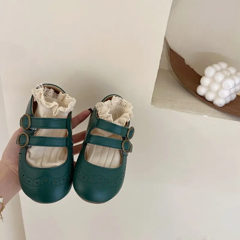 Girls Leather Shoes 2023 Spring Autumn New Versatile Children Retro Princess Shoes Soft Bottom Anti Slip Kids Shoes Mary Janes