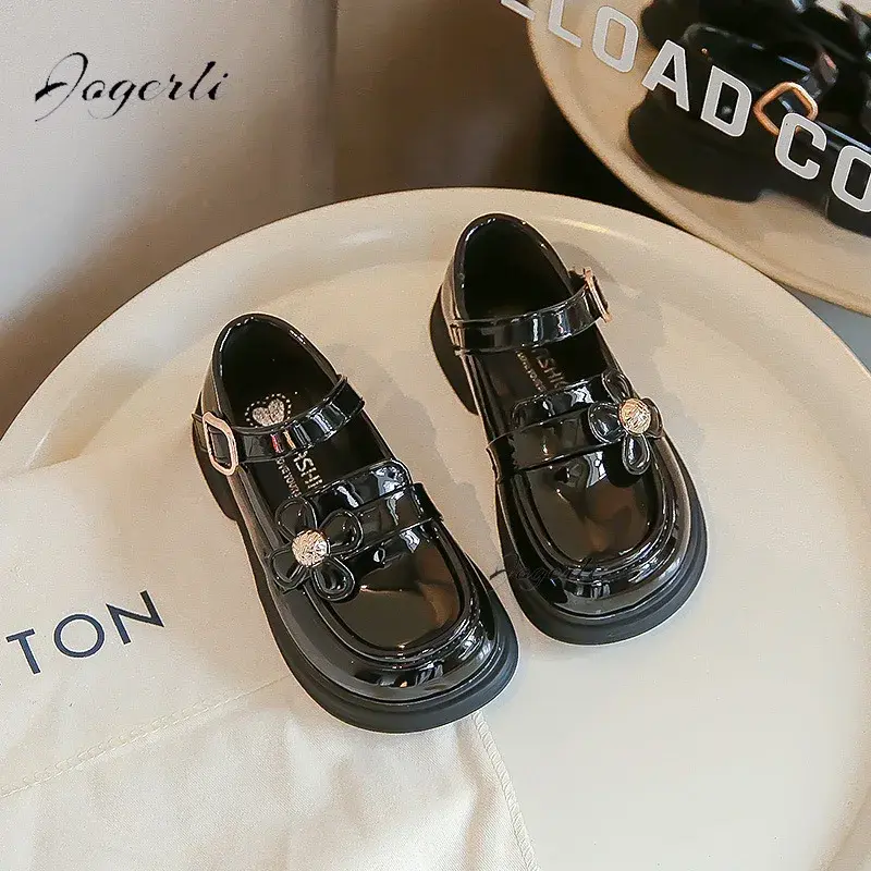 Girls' Small Pu Leather Shoes 2024 Spring Autumn New Style Little Kids Single Children Black White Princess Loafer Footwear