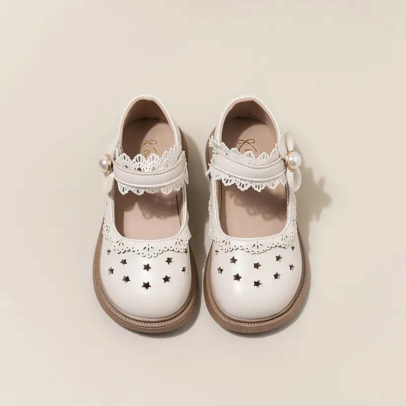 Girls Leather Shoes for Party Wedding Kids Mary Janes Shoes with Cut-outs Princess Sweet Children Performance Shoes Soft Chic