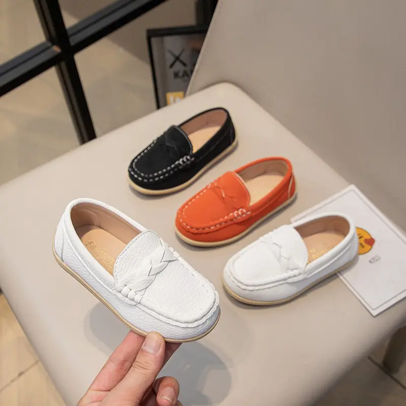 Leather Luxury Kids Loafers Baby Little Boys Girls Moccasins Toddler Flats Casual Boat Children's Wedding Shoes Autumn