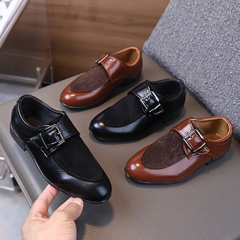 New Children's School Pointed-toe Leather Shoes Causal Boy Formal Uniform Performance Loafers Fashion Versatile Kids Low-heels