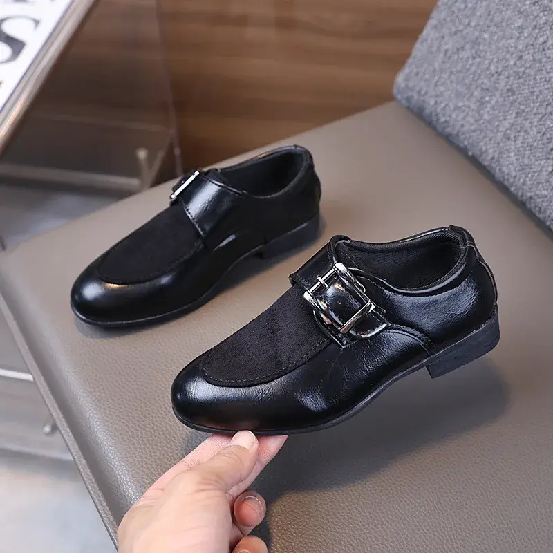New Children's School Pointed-toe Leather Shoes Causal Boy Formal Uniform Performance Loafers Fashion Versatile Kids Low-heels