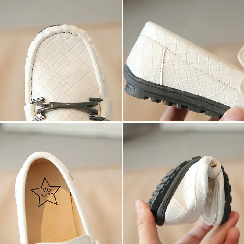 Black Children's Boat Shoes 2025 Four Seasons New Wild Belt Metal Boy Party Kids Fashion Performance Shoes Classic Britain Style