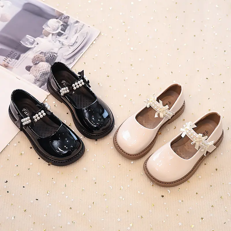Children's Soft  PU Leather Spring Autumn Shoes Fashion Kids Girls Soft Sole Shallow Mary Jane Versatile School Student Loafer