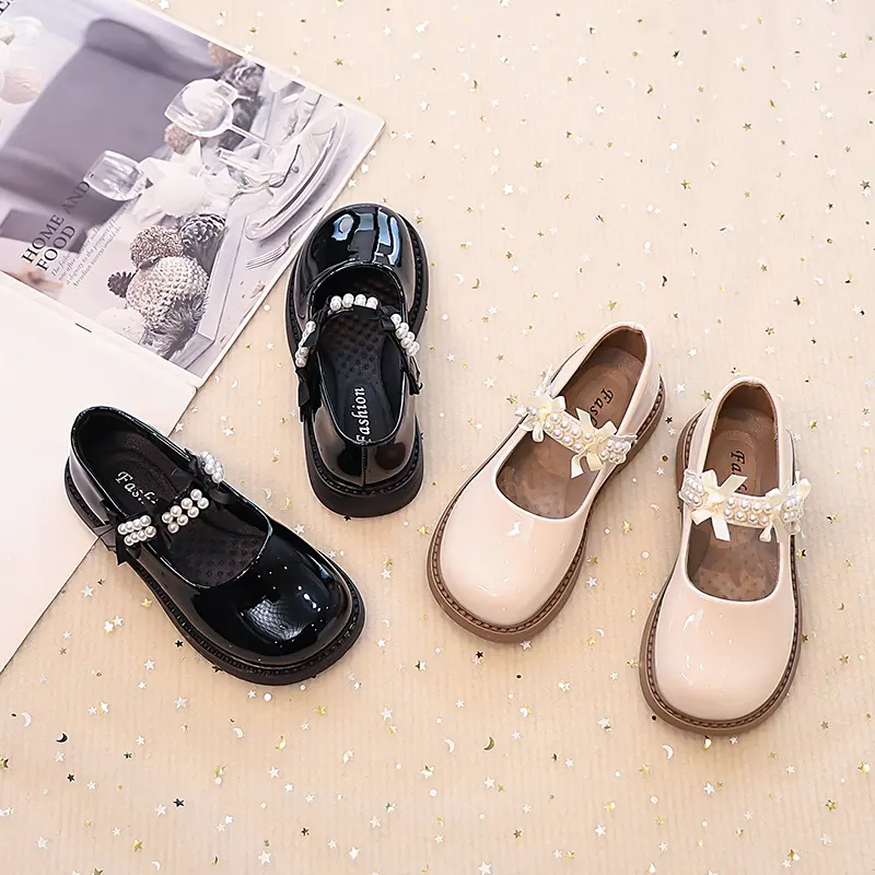 Children's Soft  PU Leather Spring Autumn Shoes Fashion Kids Girls Soft Sole Shallow Mary Jane Versatile School Student Loafer