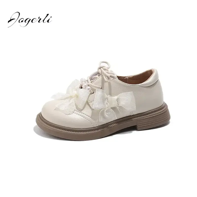 Spring New Girls Fashion Sweet Flower Small PU Leather Children's British Style Princess School Student Loafer Flats Shoes