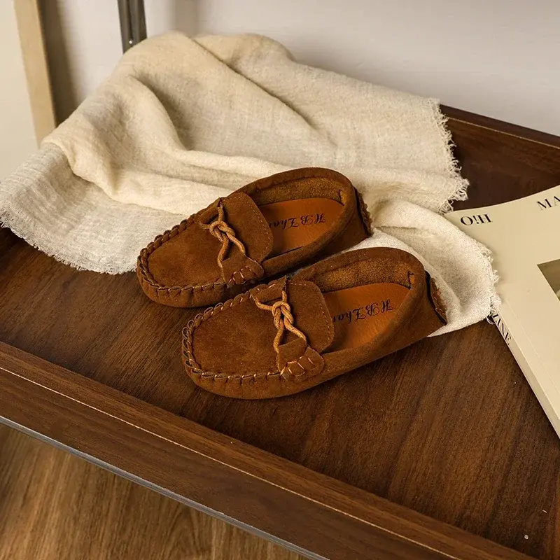 Children's Loafers Simple Causal Girl Leather Shoe Solid Color Versatile Kids Fashion Boys Flat Moccasins Soft Bottom Non-slip