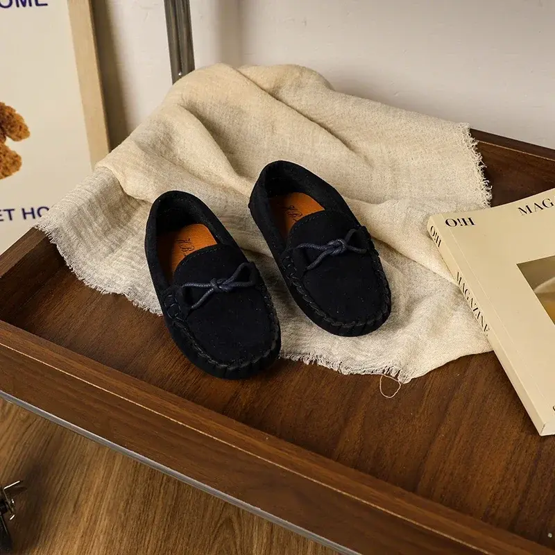 Children's Loafers Simple Causal Girl Leather Shoe Solid Color Versatile Kids Fashion Boys Flat Moccasins Soft Bottom Non-slip