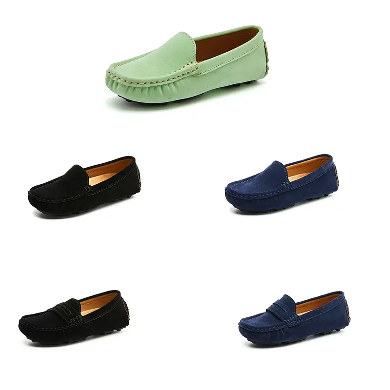 EOFK Kids Loafers Flats Shoes Suede Leather Spring Autumn New Soft Casual Solid Slip On Children Toddle Little Boy Moccasins