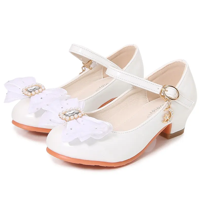 Elegant Girls Children High Heels Fashion Princess Dress Leather Shoes Spring Wedding Versatile Kids Causal Party Single Shoes