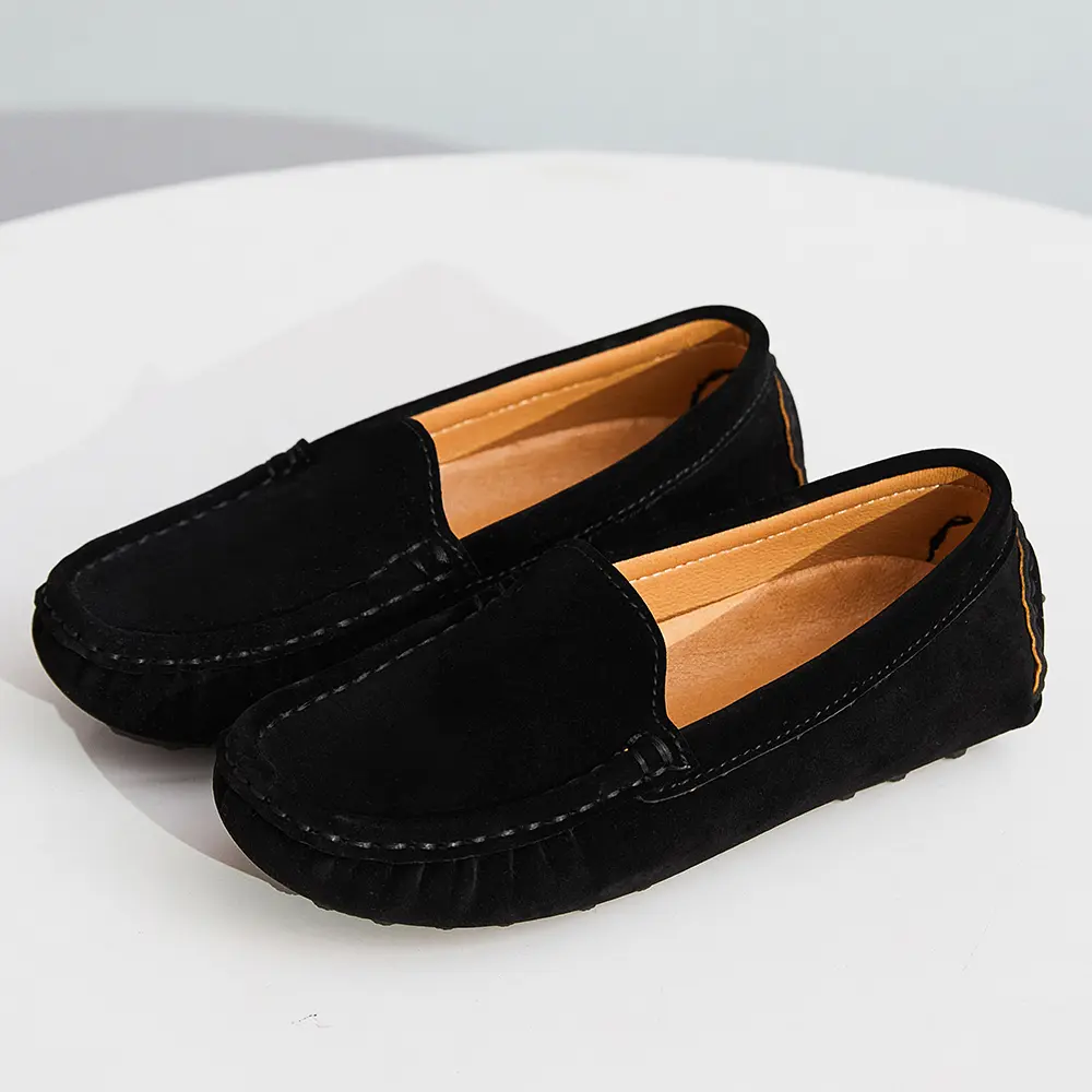 EOFK Kids Loafers Flats Shoes Suede Leather Spring Autumn New Soft Casual Solid Slip On Children Toddle Little Boy Moccasins