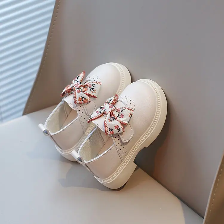 Spring Children's Leather Shoes Embroidery Bowknot Kids Mary Jane Shoes Causal School Thick Bottom Girls Princess Single Shoes