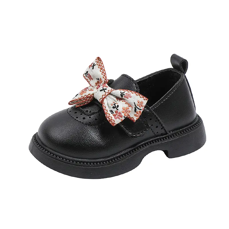 Spring Children's Leather Shoes Embroidery Bowknot Kids Mary Jane Shoes Causal School Thick Bottom Girls Princess Single Shoes