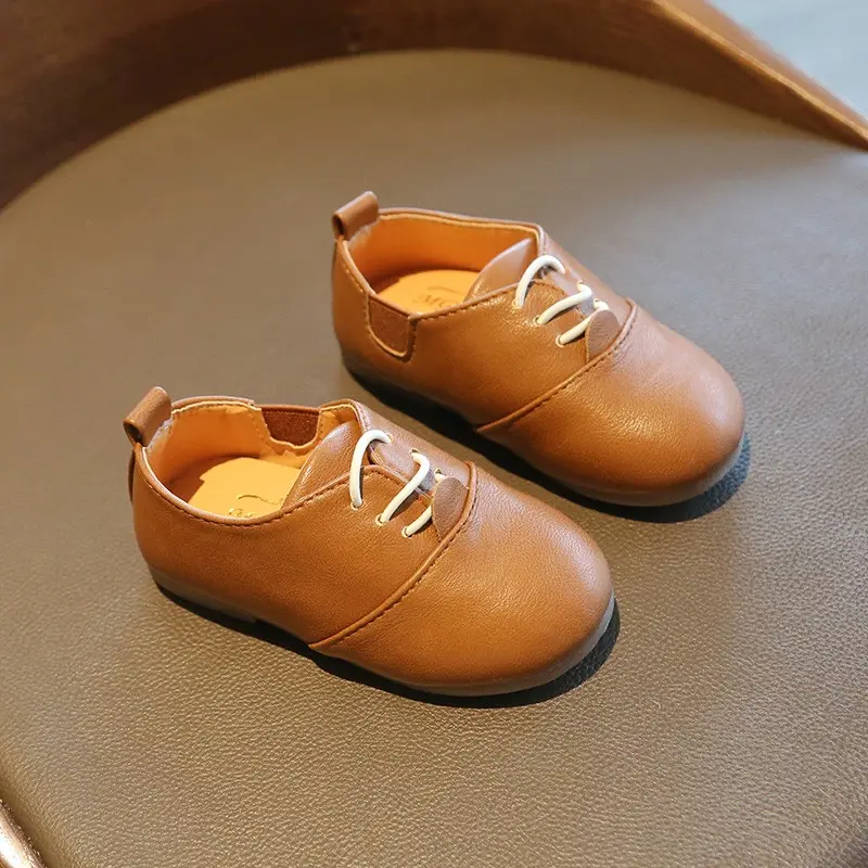 Children Casual Shoes White Dress Shoes Girls Boys Soft Bottom Black Brown Kids Leather Shoes Kid Slip on Leather Shoes