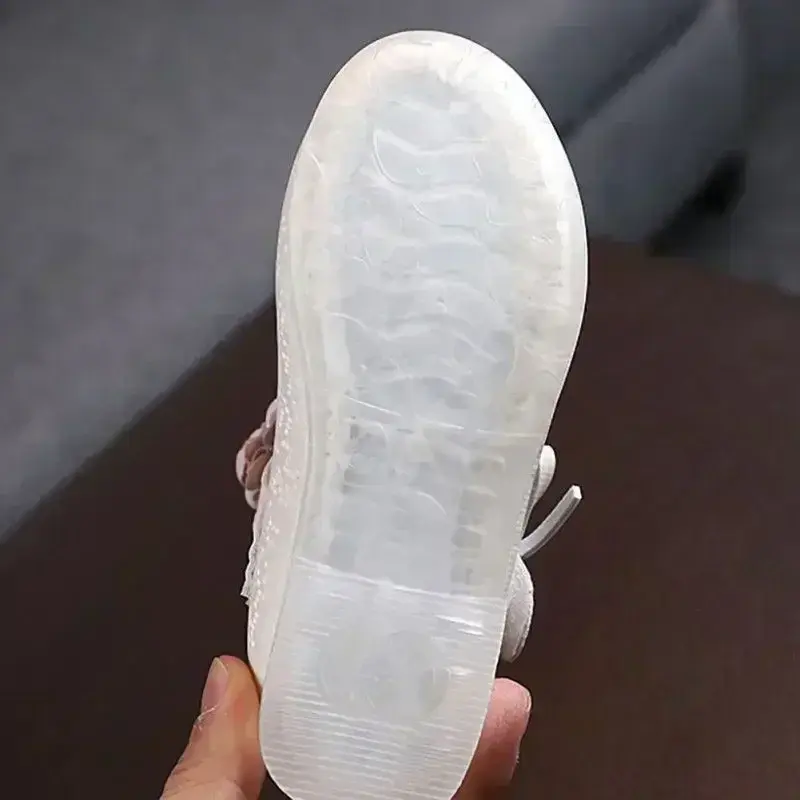 Children's Flats Lace Big Flower Princess Party Performance Shoes Big Student Girl Shoes for Kids Soft Sole Leather Flats