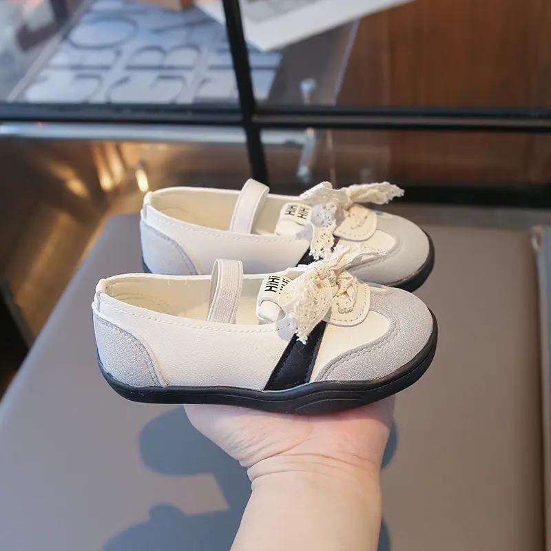 Girl Leather Shoes Children Casual Sneakers Breathable Slip-On Soft Flats Kids Bow Wedding Dress Shoes Princess Ballerinas Shoes