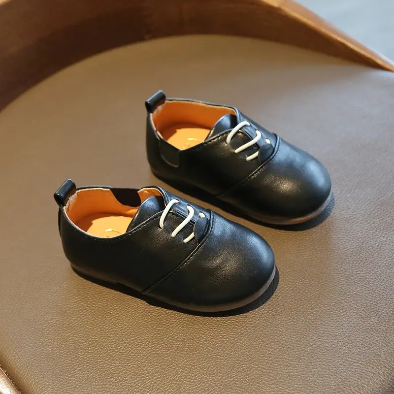 Children Casual Shoes White Dress Shoes Girls Boys Soft Bottom Black Brown Kids Leather Shoes Kid Slip on Leather Shoes