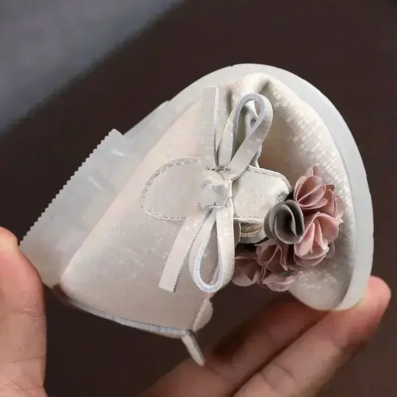 Children's Flats Lace Big Flower Princess Party Performance Shoes Big Student Girl Shoes for Kids Soft Sole Leather Flats