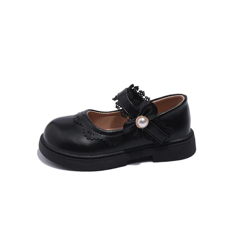 Classic Patent Leather Dress Shoes for Girls Child Chic Bowtie Party Dance Loafers Kids Back to School Oxford Flats Black Beige