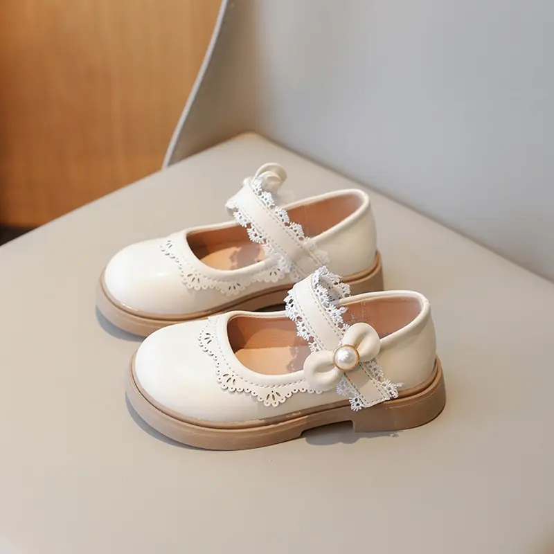 Classic Patent Leather Dress Shoes for Girls Child Chic Bowtie Party Dance Loafers Kids Back to School Oxford Flats Black Beige